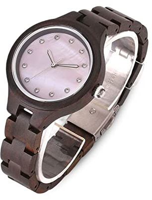 RORIOS Orologio in legno per donna e uomo Orologio Luminoso Orologio Analogico Al quarzo con Cinturino in Legno 100% Naturale Leggero Orologio in Legno Donna/Uomo
