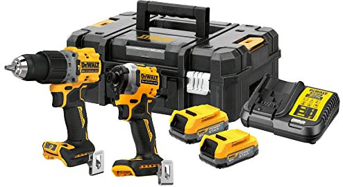 DEWALT DCK2050E2T-GB 18V XR BL G3 Compact Twin Kit (DCD805 + DCF850), 2X POWERSTACK Batterys & Charger