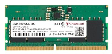 Transcend Módulo de Memoria SO-DIMM 8GB DDR5 4800MHz - JM4800ASG-8G