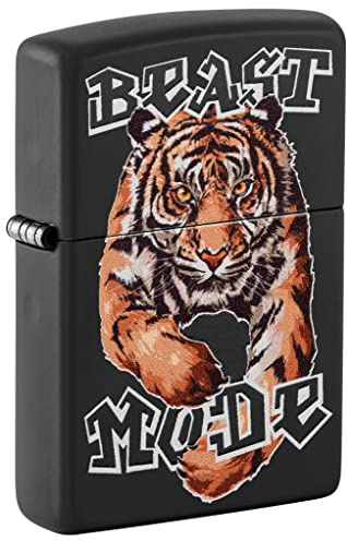 Zippo Sturmfeuerzeug - Modell Beast Mode - Black Matte Finish mit Color Image - Nachfüllbar - Wiederverwendbar - Windfestes Design - Geschenkbox - Made in USA