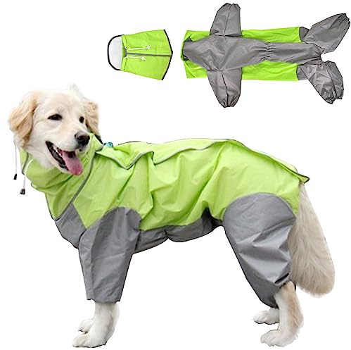 Regenmantel für Hunde,Hunderegenmantel,Wasserdichter Hundemantel mit Kapuze,Leichte Regenjacke Hund Geeignet für Mittlere und Große Hunde den Hundespielplatz und den Urlaub mit Hund -Grün (26)