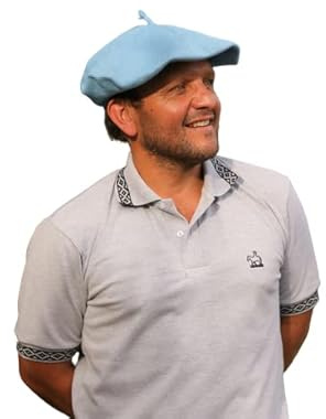 Boina tradicional Gaucho tejida a mano con hilo de algodón, diseño fabricado en Argentina, Azul-cielo, talla única
