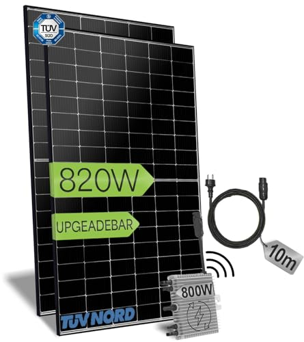 Eckert NewEnergy® 820W Balkonkraftwerk 800W komplett Steckdose - Balkonkraftwerk 800 Watt wechselrichter Upgradebar - solaranlage komplettset - solarmodule - Photovoltaik Plug&Play Komplettanlage 10m