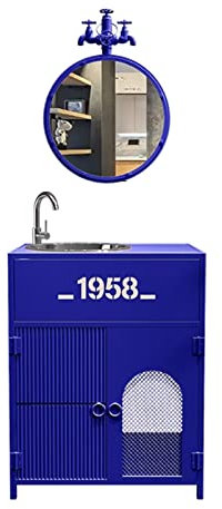 ZARBAILRE Lavabo Industriale, Mobile da Bagno in Stile Loft in Ferro, Lavabo retrò e Mobile Sottolavabo per Bar Ktv Cyber ​​​​Cafe Stile Industriale (N)
