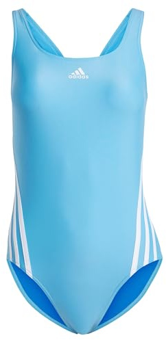 adidas Donna 3-Stripes Swimsuit, Blue Burst/Green Spark, 38
