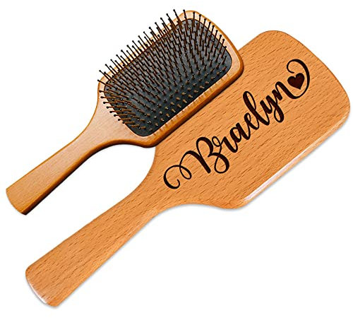 Spazzola per capelli in bambù personalizzata, pettine con nome personalizzato per donne, regali di compleanno per mamma, moglie, nonna, amici, sorella, spazzola in legno naturale di bambù