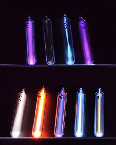 Collezione di elementi di gas luminosi nobili, 99,999% di purezza, tra cui elio, neon, argon, krypton, xeno, azoto, per collezione, esposizione, insegnamento, regalo, 9 pezzi