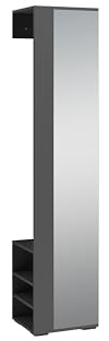 byLIVING Flurgarderobe Ben, Anthrazit, Spiegel | Kleiderstange, Ablage, Spiegelschrank für den Flur, B 40, H 184, T 35 cm