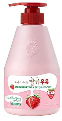 KWAILNARA Strawberry Milk Body Cleanser 560g | Korean Moisturizing Body Wash with Milk Protein & Strawberry Extract | Hydrating, Brightening, Nourishing Daily Shower Gel for Soft Smooth Skin