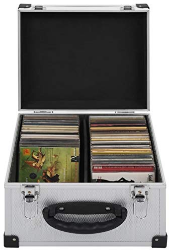 ZEYUAN CD-Koffer für 40 CDs Aluminium ABS Silbern, Cd Aufbewahrungsbox, Cd Schrank