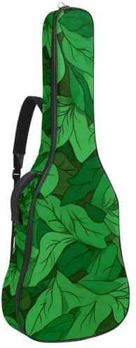 Grande custodia universale per chitarra, impermeabile, con strato protettivo, motivo foglie verdi, Multicolore, 42.9x16.9x4.7 in, Borsa per chitarra