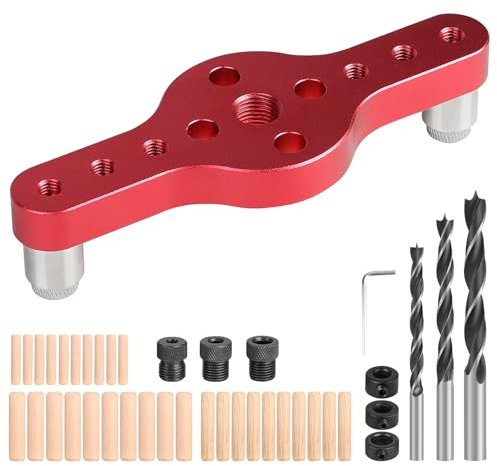 EFUTURETIME Gabarit de Percage Vertical, 6/8/10 mm Trous Locator Travail du Bois, Kit de Chevilles à Centrage Automatique, Guide de Percage Droit pour Perçage et Repérage du Centre, B