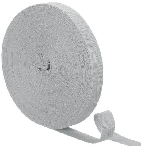 QUARKZMAN 21 Meter Baumwoll Schrägband, 5/8 Zoll 23 Yards Fischgrätenstich webband zum nähen stoffbänder Gurtband Baumwollband für Heimwerker DIY Handwerk Kleidungsnähen (Hellgrau)