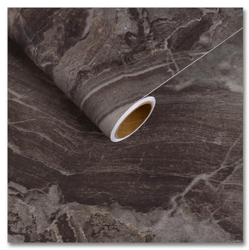 CRE8TIVE Papel tapiz de mármol de pizarra marrón, papel tapiz autoadhesivo de vinilo de mármol mate, papel tapiz de cocina, baño, impermeable, cubierta de encimera de cocina, gabinete, 30 cm x 200 cm