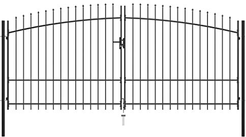 Willood Doppelflügel-Gartentor mit Speerspitzen 400 x 225cm Doppeltor Zauntor Gartenpforte Hoftor Flügeltor Gartentür Zauntür Tor Industrietor