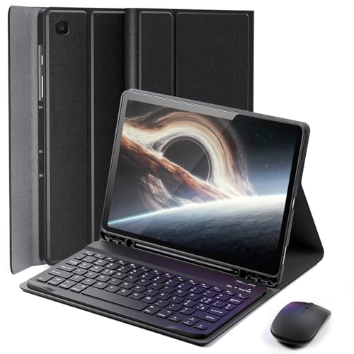 Cover Per Samsung Galaxy Tab S6 Lite (2024/2022/2020) 10.4 Pollici con Essere Caricata Bluetooth Ltaliano Tastiera (QWERTY) e Mouse Coperchio Protettivo con Scanalatura Portapenna Keyboard Case Nero