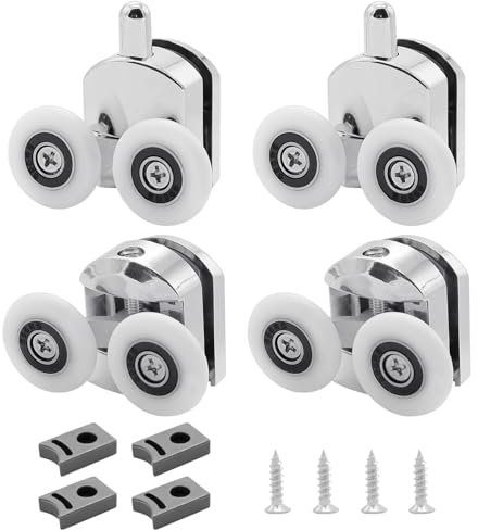 Aleker Lot de 4 roulettes incurvées de rechange pour porte de douche coulissante en verre de 4 à 6 mm (2 en haut et 2 en bas) - 25 mm