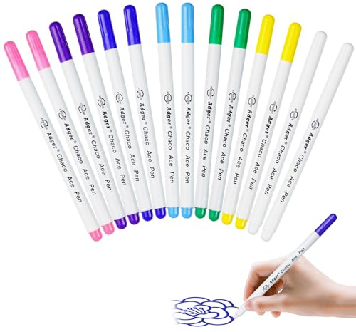 14 Stück Stoffmarkierungsstifte, Löschbaren Stoff Markier Stifte, 7 Farben Textil-Stifte, Wasserlöslicher Stift, Stoffstifte Nähen, Trickmarker Nähen für Schneiderei Lederhandwerk Markieren Tracing