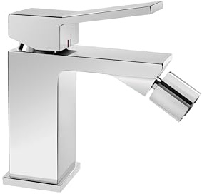 Marco Mammoliti | Miscelatore Rubinetto Bidet Monocomando Biblos Cromo in Ottone con Piletta Click Clack Inclusa, Rubinetto Squadrato, 15,3x14,8x5cm
