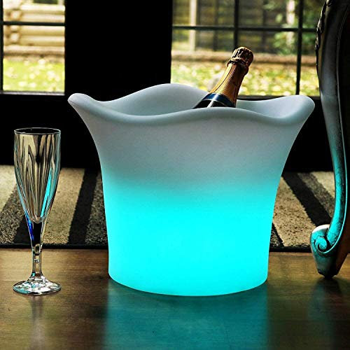 Seau à glace LED rechargeable sans fil pour terrasse et piscine – Lumière d'ambiance pour champagne, vin et bière