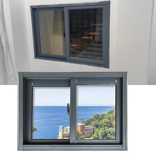 Basement Window, Aluminum Sliding Window Frame with Screen and Tempered Glass, Garages Window Replacement, Storm Window for Household Loft/Playhouse/Barn(24x26 inch/61x66 cm (WxH))