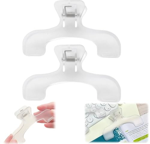 2PCS Transparent Book Clip,Portable Book Page Holder for Reading,Book Clip Page Holder Open,Book Opener Holder for Hand Free,Reading Accessories for Book Lover,Paper Clamps for Book,Magazine,Notebook
