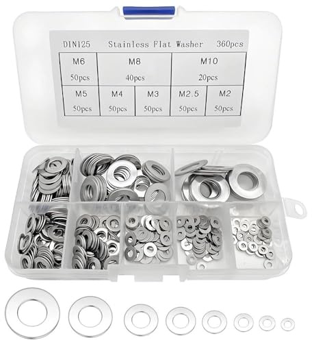 Rondelles Métal M2-M10, Assortiment avec Boîte | Rondelles plates pour vis, écrous, meubles, gonds de porte, bricolage, réparation, atelier et maison