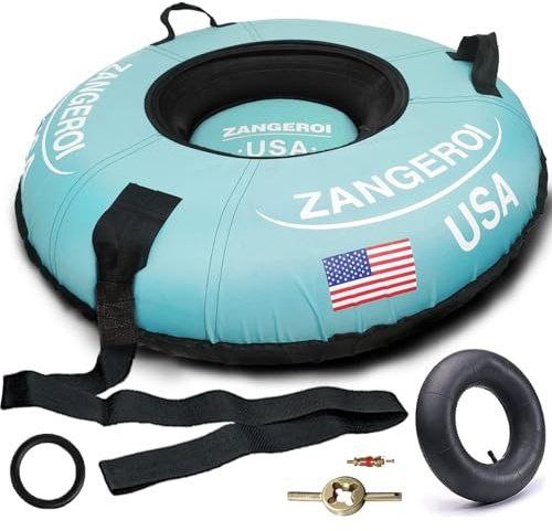 Snow Tube for Sledding Snow Tubes Heavy Duty Snow Tube for Kids Adult Snow Sled Sledding Tube Inflatable Snow Tubes for Kids Towable Rubber Snows Tube with Cover (Light Cover)