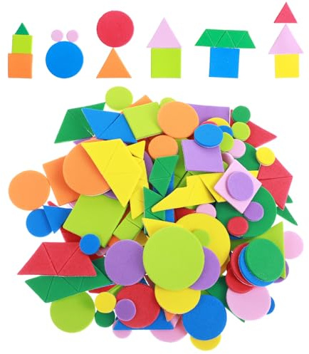 Tyqour 500 Stück Moosgummi Sticker Selbstklebend Geometrische Aufkleber Bunt Moosgummi Formen Schaumstoff Sticker zum Basteln Schaumstoff Aufkleber für Kunsthandwerk Sammelalben DIY Dekoration