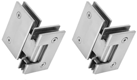 Lot de 2 charnières de porte de douche en verre, 180 degrés en acier inoxydable robuste sans cadre, pince de porte de salle de bain pour verre trempé de 8 à 12 mm