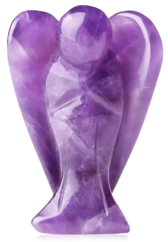 TIHNY Figura de Ángel de Amatista, Adorno de Cristal Curativo de 3,8 cm para Decoración de Hogar y Oficina, Regalo Espiritual para Mujer, Cumpleaños, Condolencias