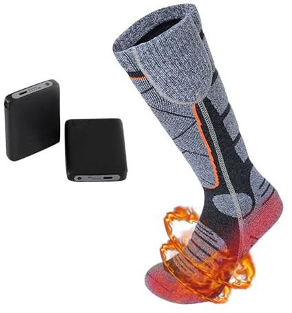 Chaussettes Chauffantes Homme Femme Chaussette Chauffante Chaussette Chaude pour Activités de Plein Air en Hiver épaisses avec 3 niveaux de chauffage pour Ski Randonnée Chasse (001 Avec batterie)
