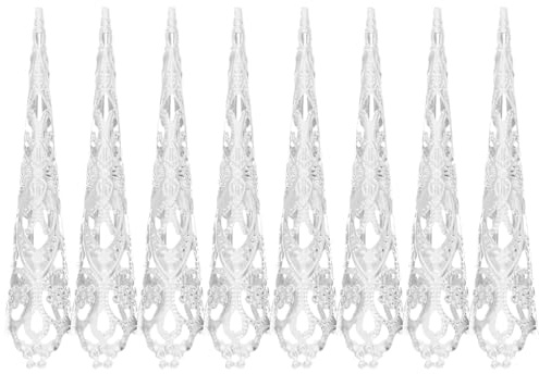 WESIEVYA Juego de 8 Anillos para Uñas Dorados de Punta Larga, Accesorios de Hierro para Disfraz de Reina Antigua, para Dedos de Danza del Vientre y Fiestas, Tamaño Clásico 12 Cm