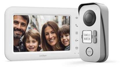 Avidsen Visiophone Filaire Élia 2 Families, Moniteur 7 avec Double Commande pour Deux Foyers, Platine de Rue Aluminium, Vision Nocturne, IP44
