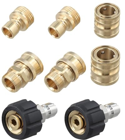 EaseSunny Pressure Washer Adapters, Quick Release Couplings, M22 3/8 3/4 Inch, Stainless Steel 5000 PSI, Leak-Free Fit for Karcher Sun Joe