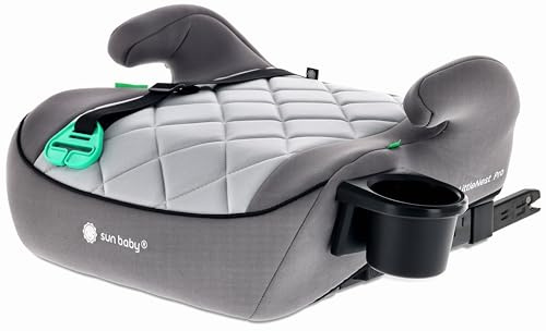 SUN BABY LITTLENEST PRO ISOFIX Sitzerhöhung 125-150 cm i-Size R129 - Grau | ISOFIX-Befestigung, Getränkehalter und weich gepolsterte Sitzfläche
