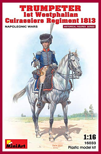 Miniart 1:16 Scale Trumpeter 1st Westphalian Cuirassiers Regiment 1813 Plastic Model Kit, 19 x 29 x 5.5 centimetres, Blue