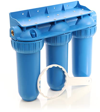 Naturewater NW-BR10B5 Filtre à eau potable à 3 étapes – 400 x 145 x 350 mm – 26,16 mm (3/4) – 360 l/h – avec Filtre à sédiments et bloc de charbon actif – Purification Filtration