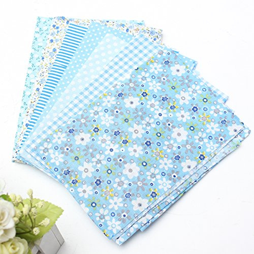 7 Stück Baumwollstoff Stoffpakete Baumwolle Stoffreste Himmel Blau 50x50cm | Stoffe zum Nähen, Patchwork Stoffe DIY Basteln Handwerken, Puppenkleidung