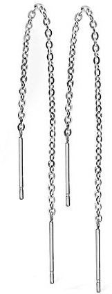 beyoutifulthings Damen 1 Paar Ohr-hänger lange hängende Ketten 2 Stäbe Durchzieher Ohringe Ohr-ringe Set Ohr-stecker Chirurgenstahl Silber Gold
