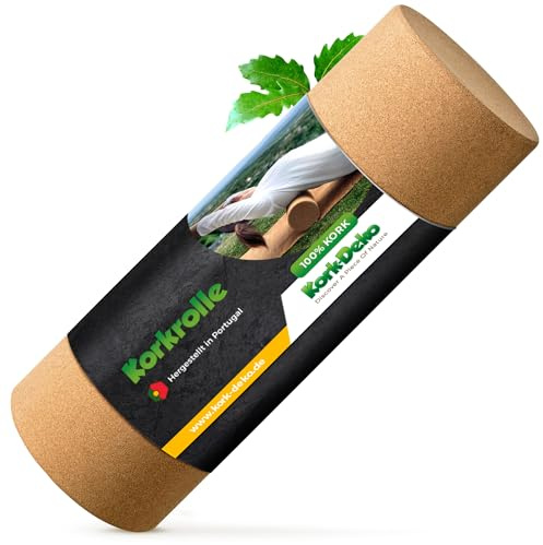 Faszienrolle aus Kork XL – Selbstmassage-Rolle für die Faszien – Fitnessrolle für Yoga Pilates Gymnastik Physiotherapie – Trainingsgerät zur Stärkung des Bindegewebes | 45 cm lang, Durchmesser 15 cm