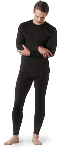 LAPASA Herren Innenfleece Thermounterwäsche Set, Thermounterhemd & Thermohosen Funktionsunterwäsche M24, Schwarz (Extra warm), L