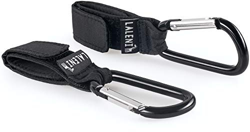 Laleni 2er Set Kinderwagen Haken für Wickeltaschen - Kinderwagenhaken für Tasche und Zubehör, Taschenhaken, Taschenhalter, Befestigungshaken, Kinderwagen organizer, bis 10Kg belastbar, Schwarz