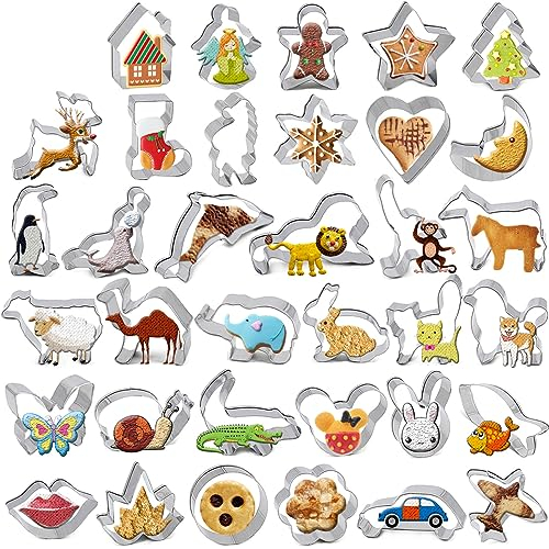 Gyvazla Ausstechformen, 35 Stück, aus Edelstahl, Keksausstecher, Keksform, Gebäck, zur Dekoration von Keksen, Kuchen, Keksen, Gebäck