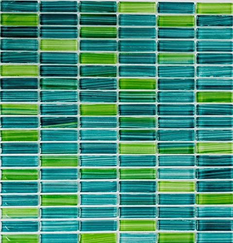 Glasmosaik Mosaikfliese Style Stäbchen Flaschen grün türkis kiwi Küchenrückwand MOS77-0508