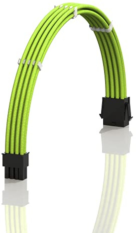 LINKUP - AVA 50cm EPS 8 Pin (4+4) CPU ATX Motherboard PSU Power Supply Braided Sleeved Custom Mod PC Extension Cable w/Combs | Strong & Stiff Design | Single Pack | 500mm - Green