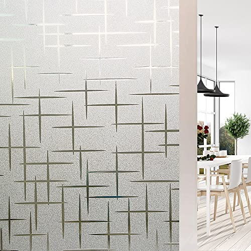 Shackcom Fensterfolie Blickdicht 90x200cm Milchglasfolie Selbsthaftend Sichtschutzfolie Statisch Haftend Anti-UV Milchglas Dekofolie für Schlafzimmer Wohnzimmer-J036