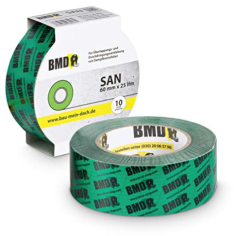 BMD san Klebeband | 2 Rollen | 60mm x 25m | für Dampfsperren & Dampfbremsen |gemäß DIN EN 4108 Teil 11 und ENEV | Profi Qualität Made in Germany