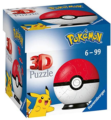 Ravensburger - Puzzle 3d Poké Balls Rossa | Puzzle 3d Bambini A Partire Dagli 6 Anni | Modellismo Da Costruire Bambini Di 54 Pezzi | Regalo Bambino 6 Anni E Più