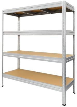 Steinbock Schwerlastregal Typ XXL | HxBxT 177 x 200 x 60 cm | verzinkt | 2.000 kg Tragkraft | Steckregal mit 4 Böden á 500 kg Fachlast | Fachbodenregal | Metallregal | Made in EU
